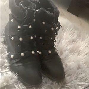 Vince Camuto black with pearl  boots